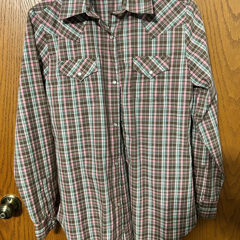 Wrangler Casual Button Down Shirt Brown and Green